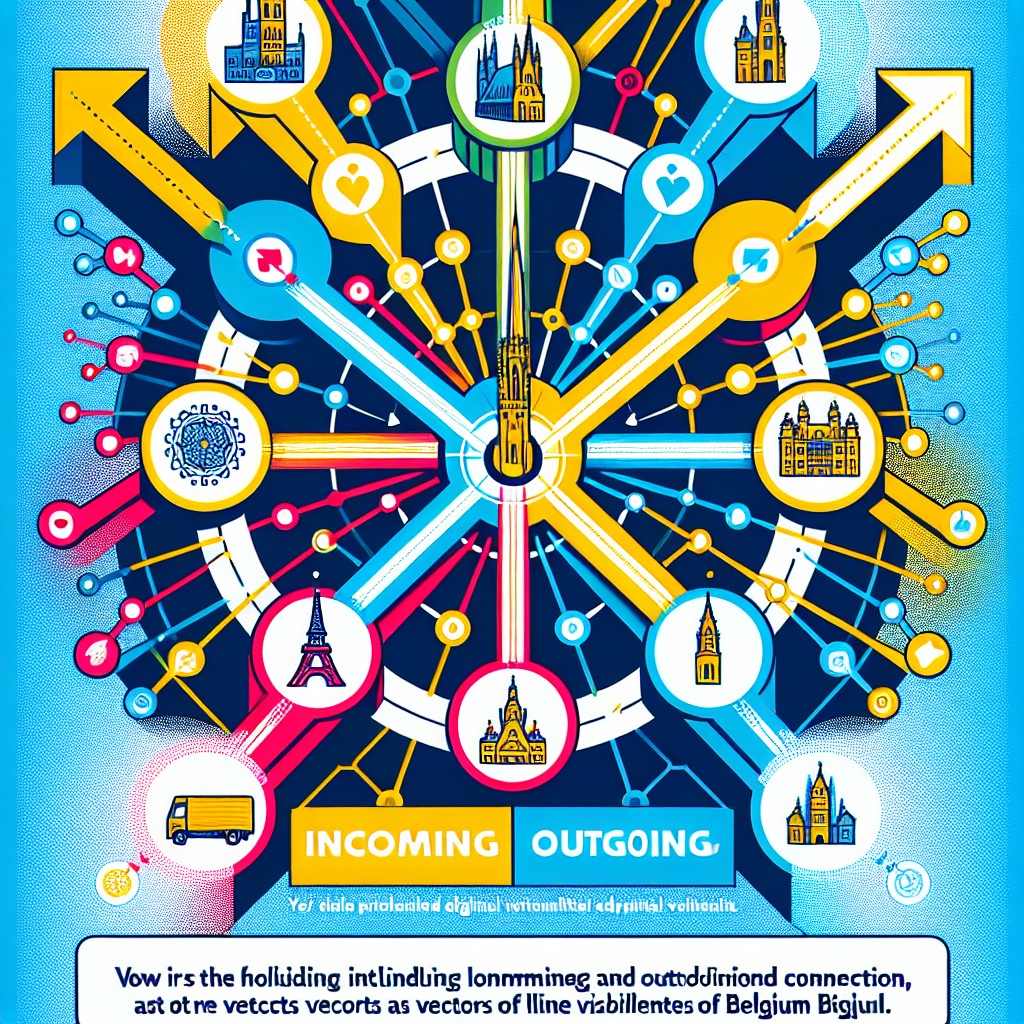 Graphique coloré illustrant les liens entrants et sortants comme vecteurs de visibilité en ligne en Belgique