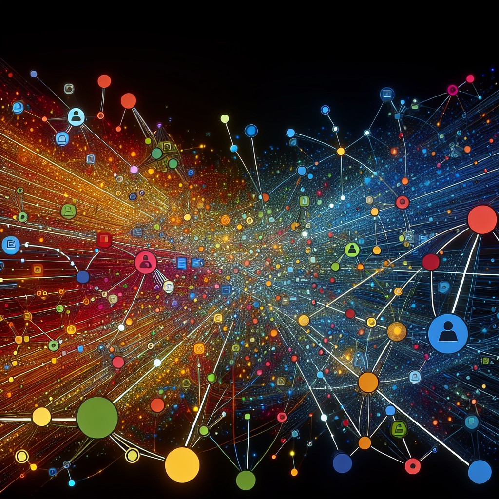 Une image dynamique illustrant des liens entre plusieurs sites web, représentant les backlinks.