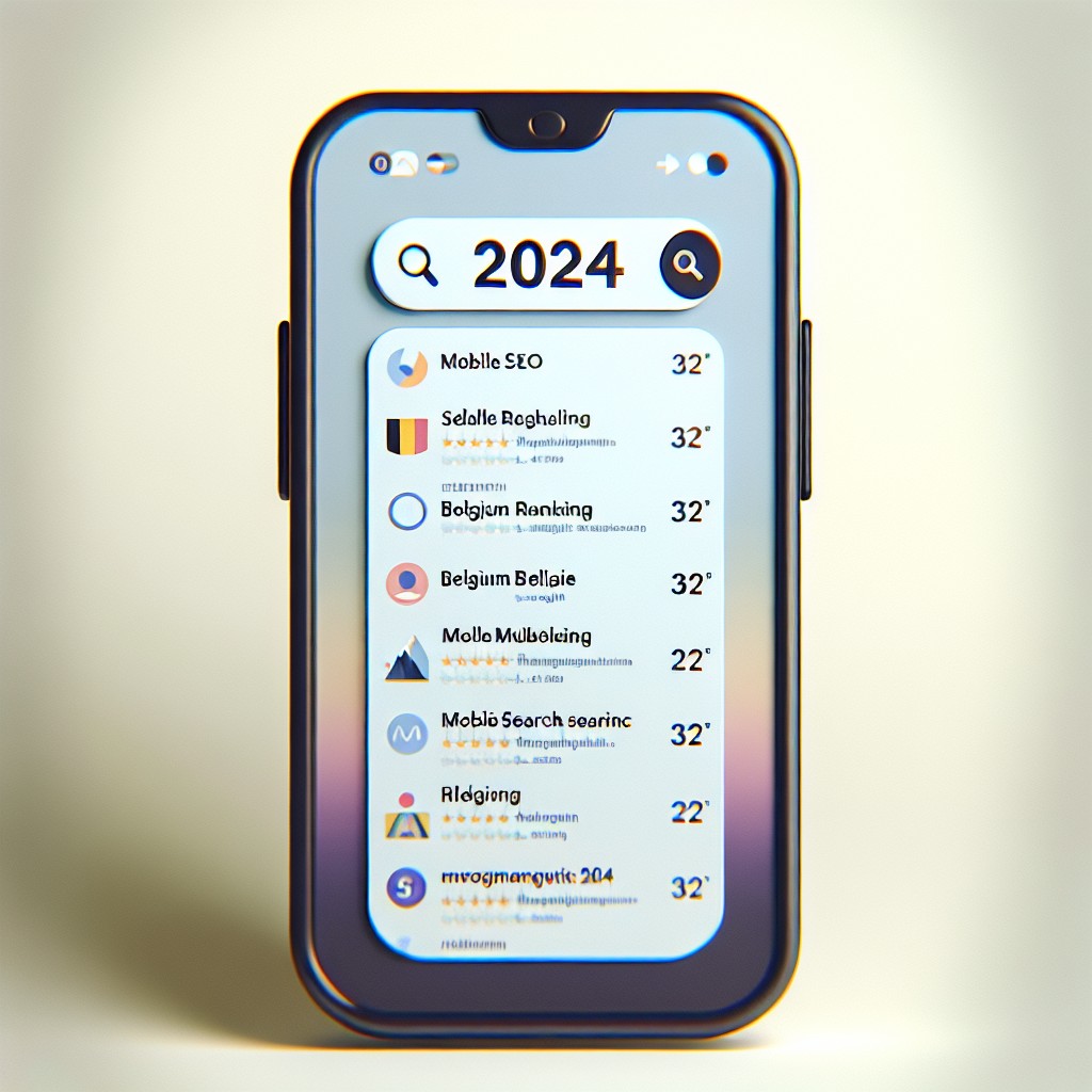 Un smartphone affichant des résultats de recherche en lien avec le SEO mobile en Belgique en 2024.