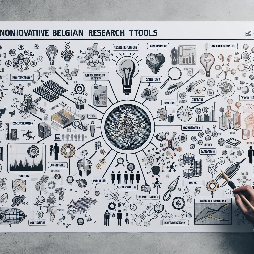 Une carte conceptuelle illustrant les divers outils de recherche belges innovants pour 2024.