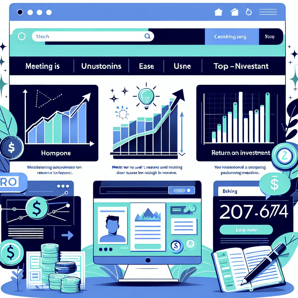 Illustration d'un site internet performant avec des graphiques montrant une augmentation du ROI.