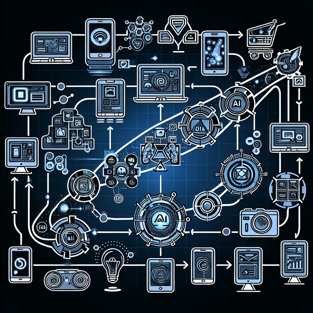 Une illustration montrant l'évolution du marketing digital en 2024 avec des éléments technologiques.