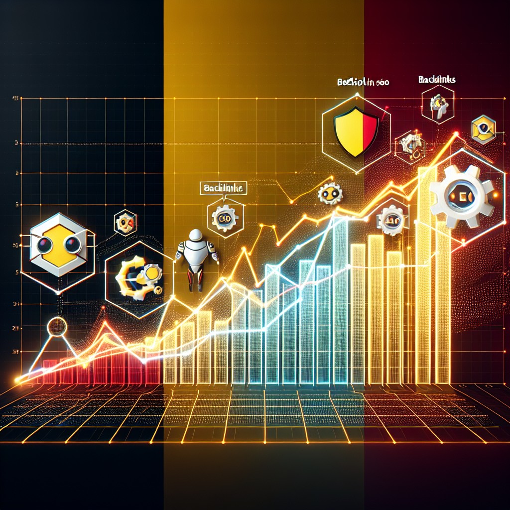 Graphique dynamique illustrant l'évolution du SEO en Belgique pour 2024, mettant en avant les backlinks et l'IA.