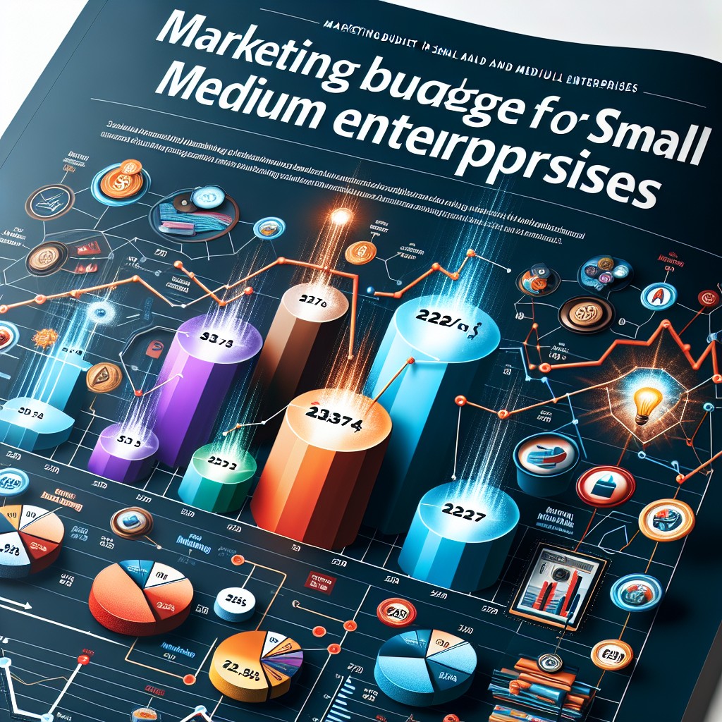 Couverture d’un article sur l'importance du budget marketing pour les PME en 2024, montrant des graphiques de croissance et des outils marketing.