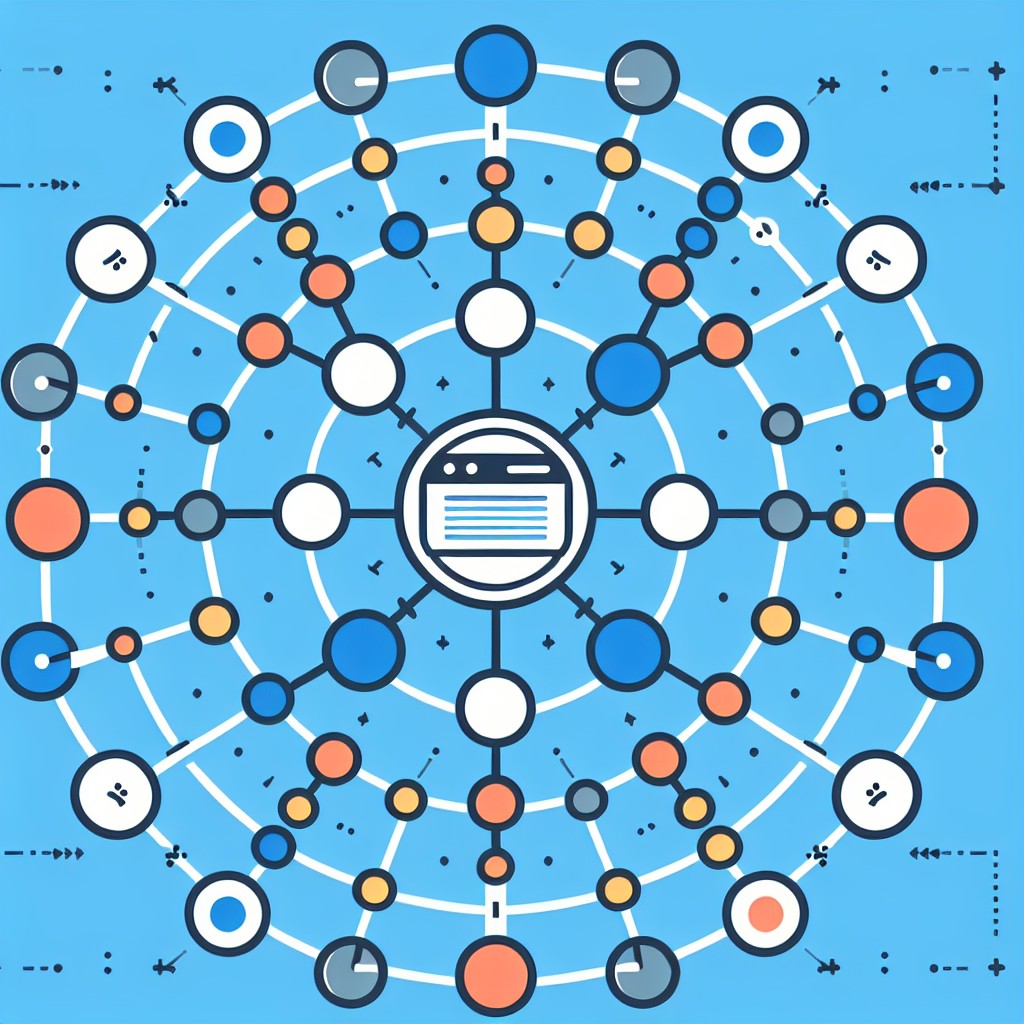 Illustration montrant un réseau de liens de backlinks autour d'un site web central.