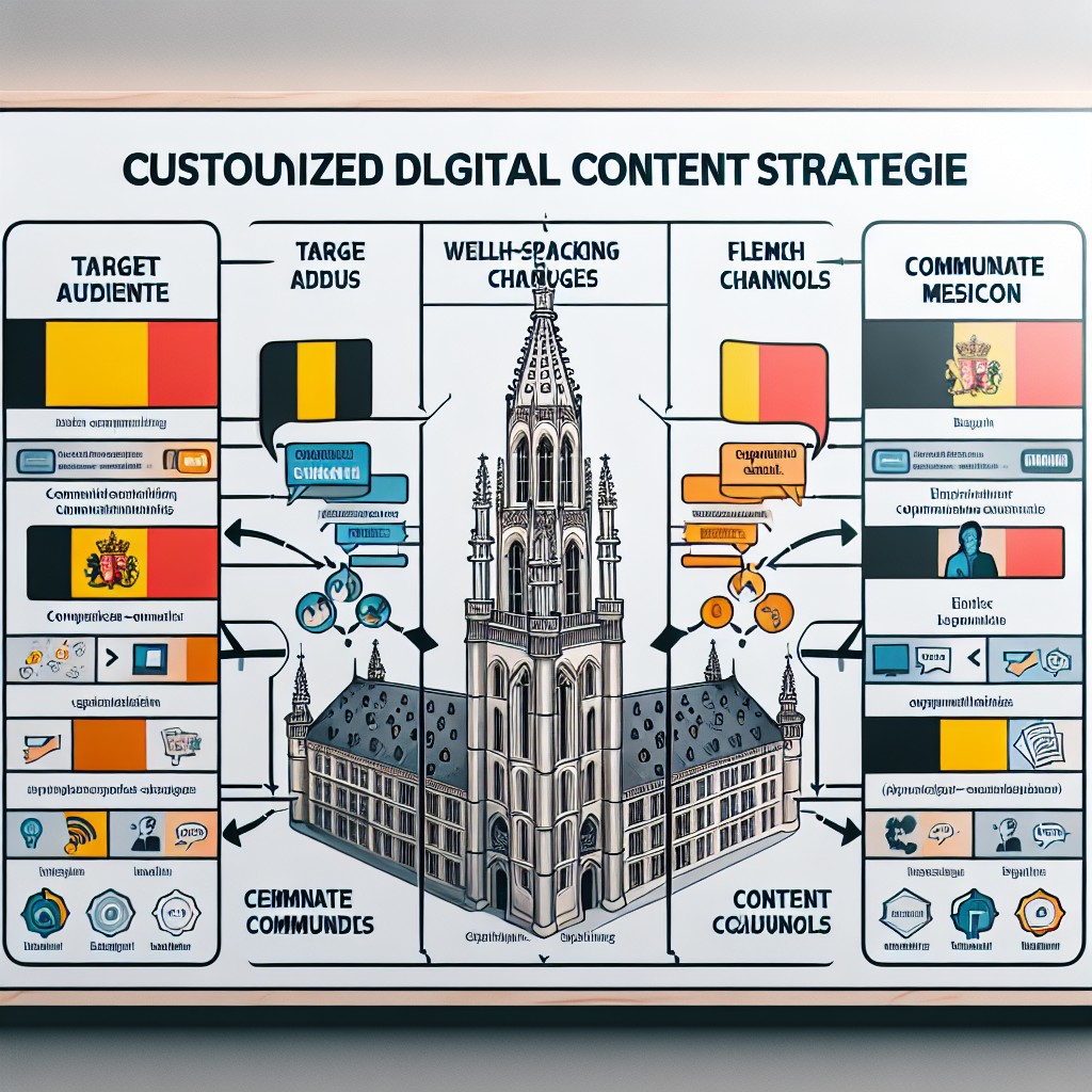 Un graphique représentant des stratégies de contenu digital adaptées aux différentes communautés linguistiques de Belgique.