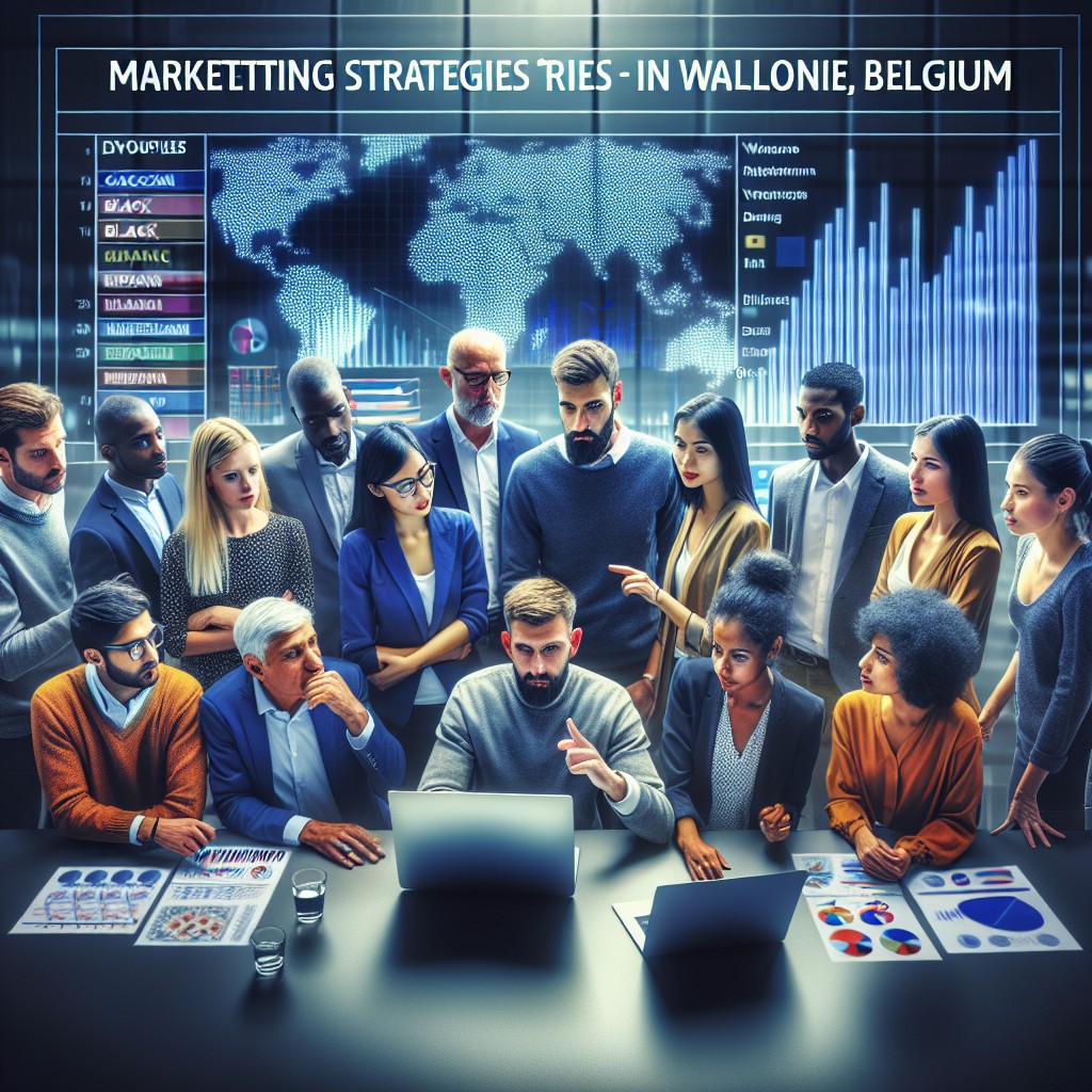 Image d'une équipe de marketing en train d'analyser des données digitales sur un écran, symbolisant les stratégies en Wallonie