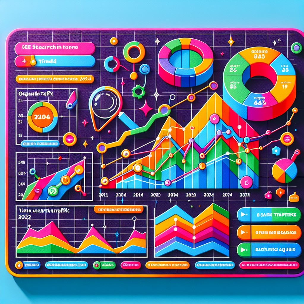 Graphique coloré illustrant les tendances SEO en Belgique pour 2024