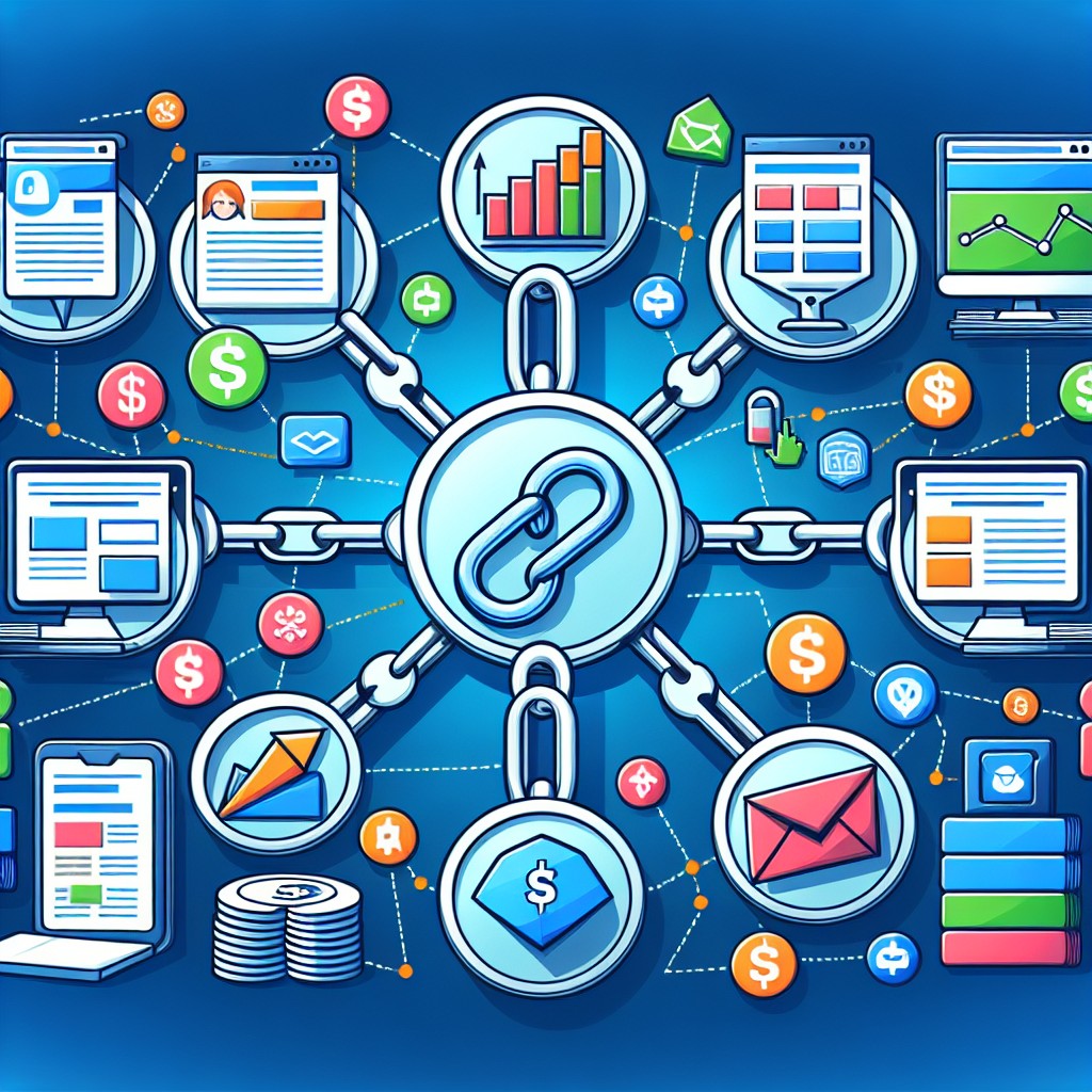 Illustration représentant des liens hypertexte connectant différents sites web pour symboliser l'achat de backlinks en SEO.