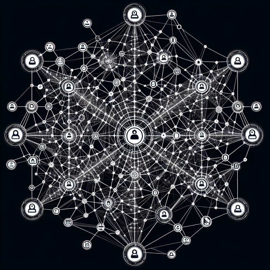 Illustration d'une toile d'araignée numérique représentant la complexité des backlinks en SEO.