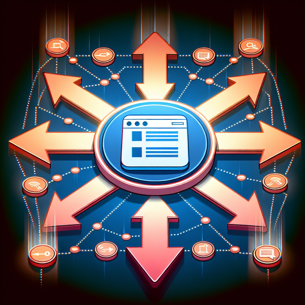 Un graphique illustrant l'importance des backlinks dans le SEO avec des flèches pointant vers un site web au centre.