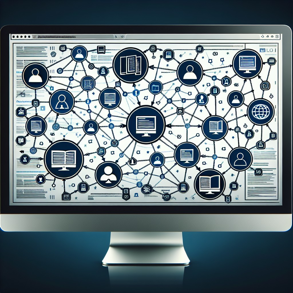 Illustration représentant des liens entre différents sites web sur un écran d'ordinateur, symbolisant les backlinks.