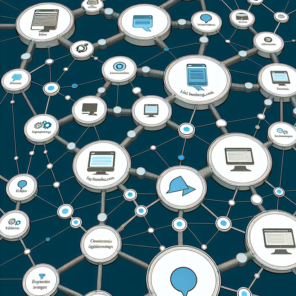 Un graphique montrant des liens entre plusieurs sites web pour illustrer la stratégie des backlinks.