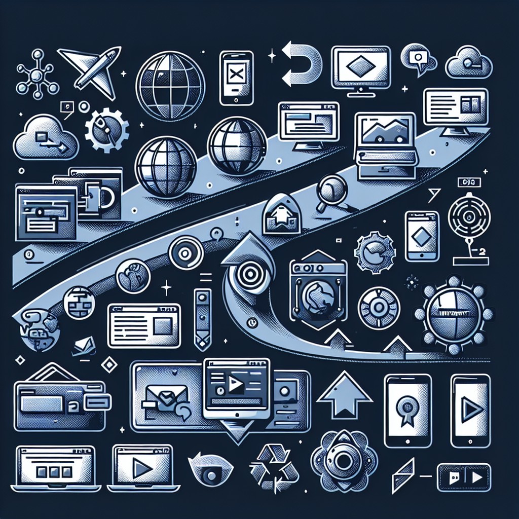 Image représentant l'évolution des technologies web avec des graphiques et icônes modernes.