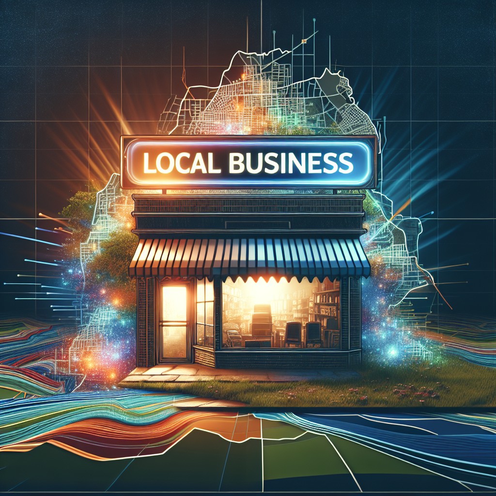 Image de couverture illustrant une entreprise locale avec une carte géographique en arrière-plan, symbolisant la notion de SEO local.