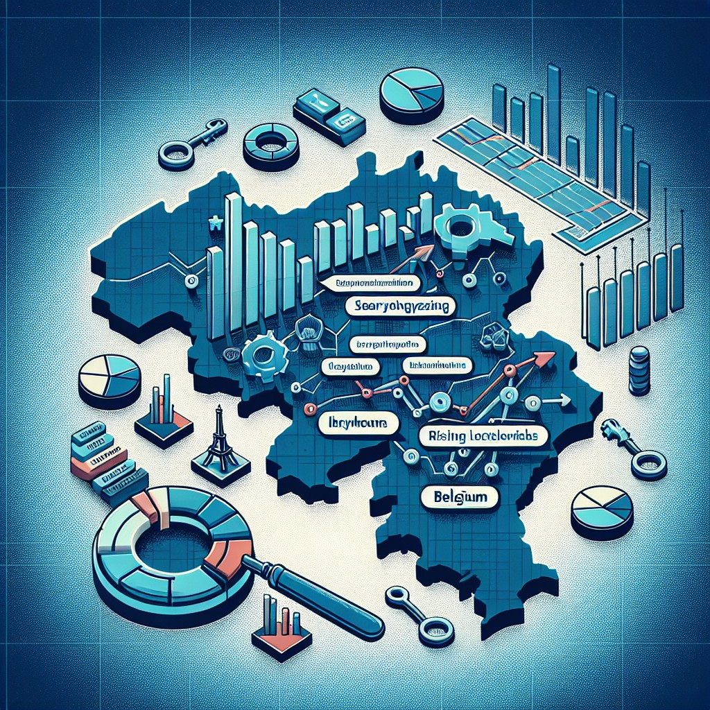 Image de couverture montrant un graphisme digital avec des mots-clés, symbolisant l'analyse des tendances de recherche en Belgique.