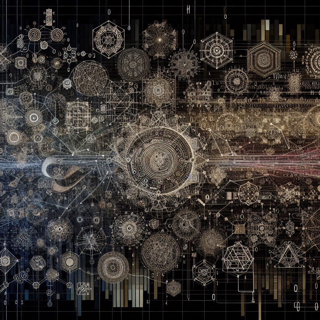 Vue symbolique de l'évolution du référencement en 2024, représentant la complexité croissante des algorithmes de recherche.