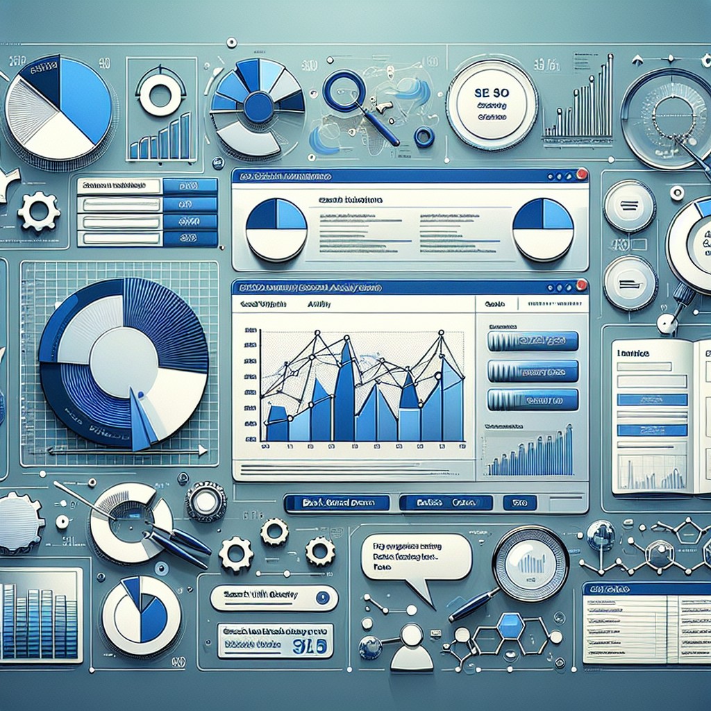 Analyse technique de site web montrant des statistiques et des outils SEO