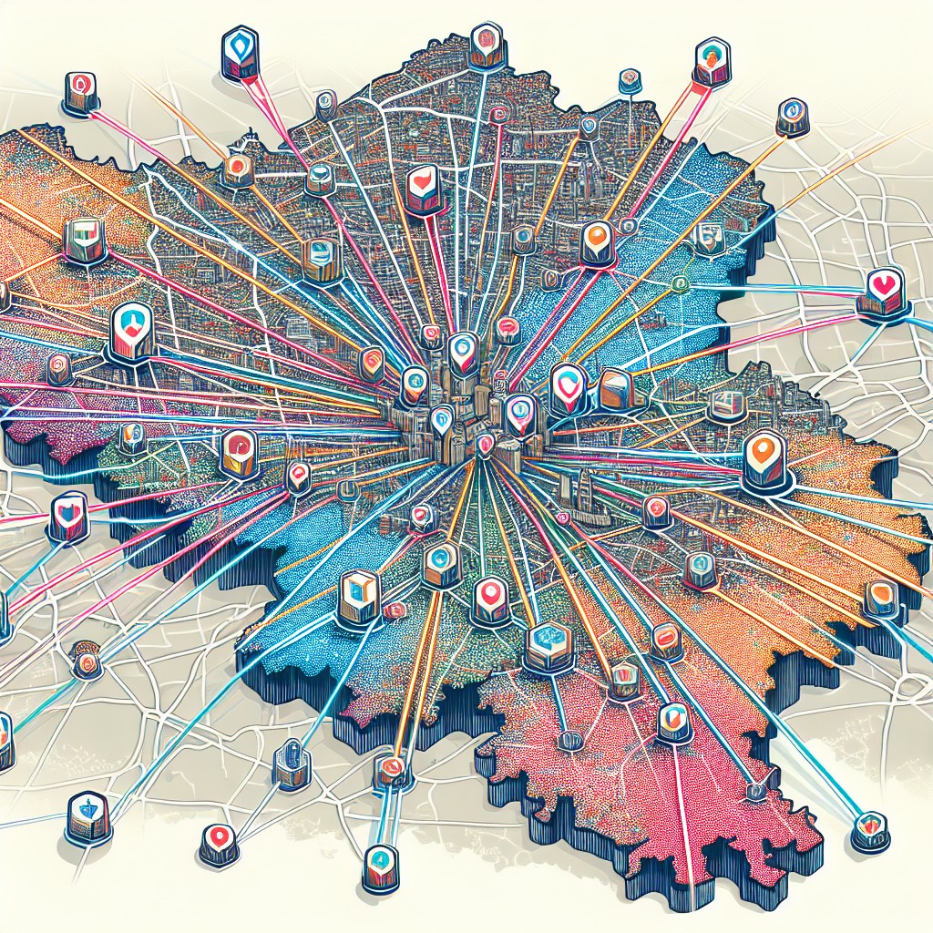 Couverture montrant des connexions de backlinks sur une carte de la Belgique