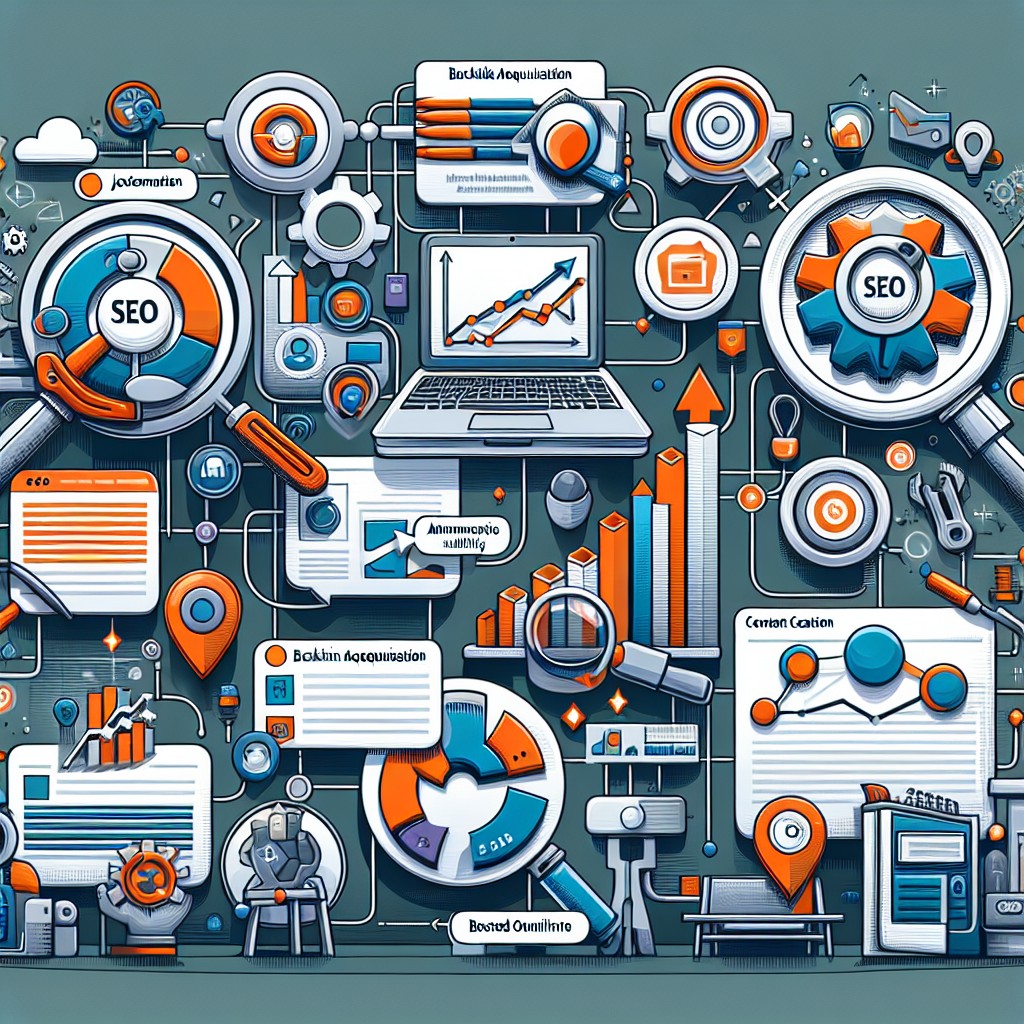 Illustration représentant les différents outils et techniques d'automatisation SEO, mettant en avant leur efficacité pour améliorer la visibilité en ligne.