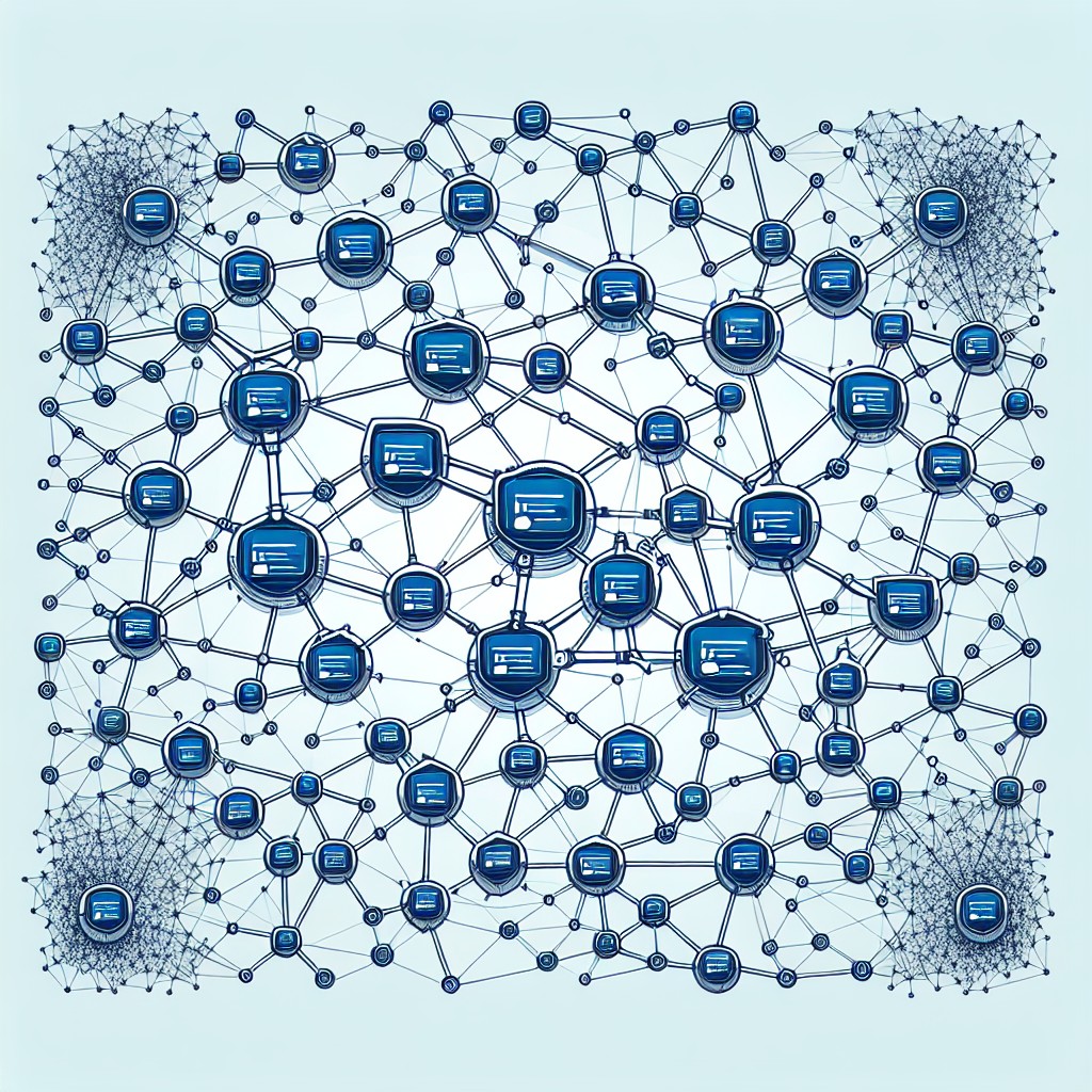 Illustration d'un réseau de sites web interconnectés, symbolisant les backlinks.