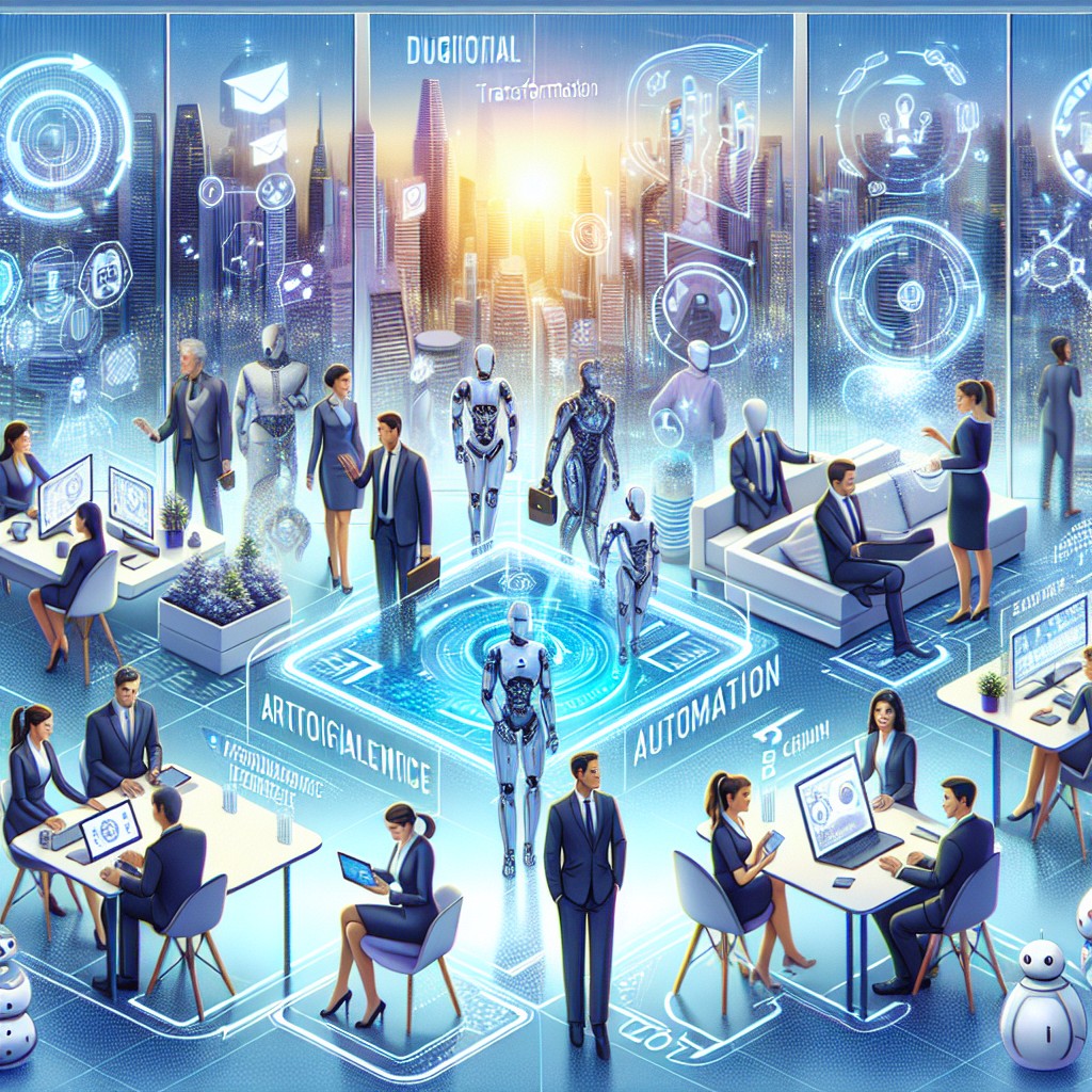 Image de couverture illustrant la transformation numérique des entreprises en 2024, avec des technologies comme l'IA et l'automatisation.