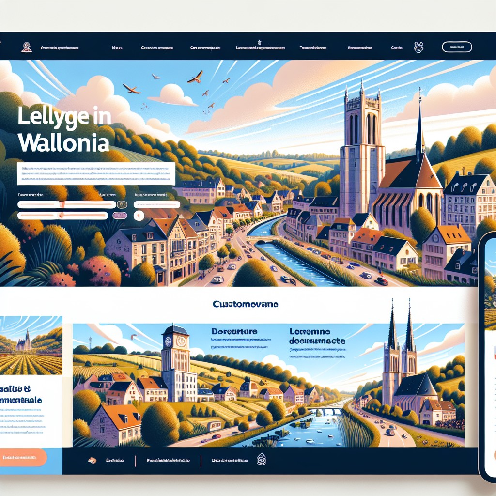 Image de couverture illustrant un site web personnalisé pour une entreprise en Wallonie, avec des éléments de design moderne et dynamique.