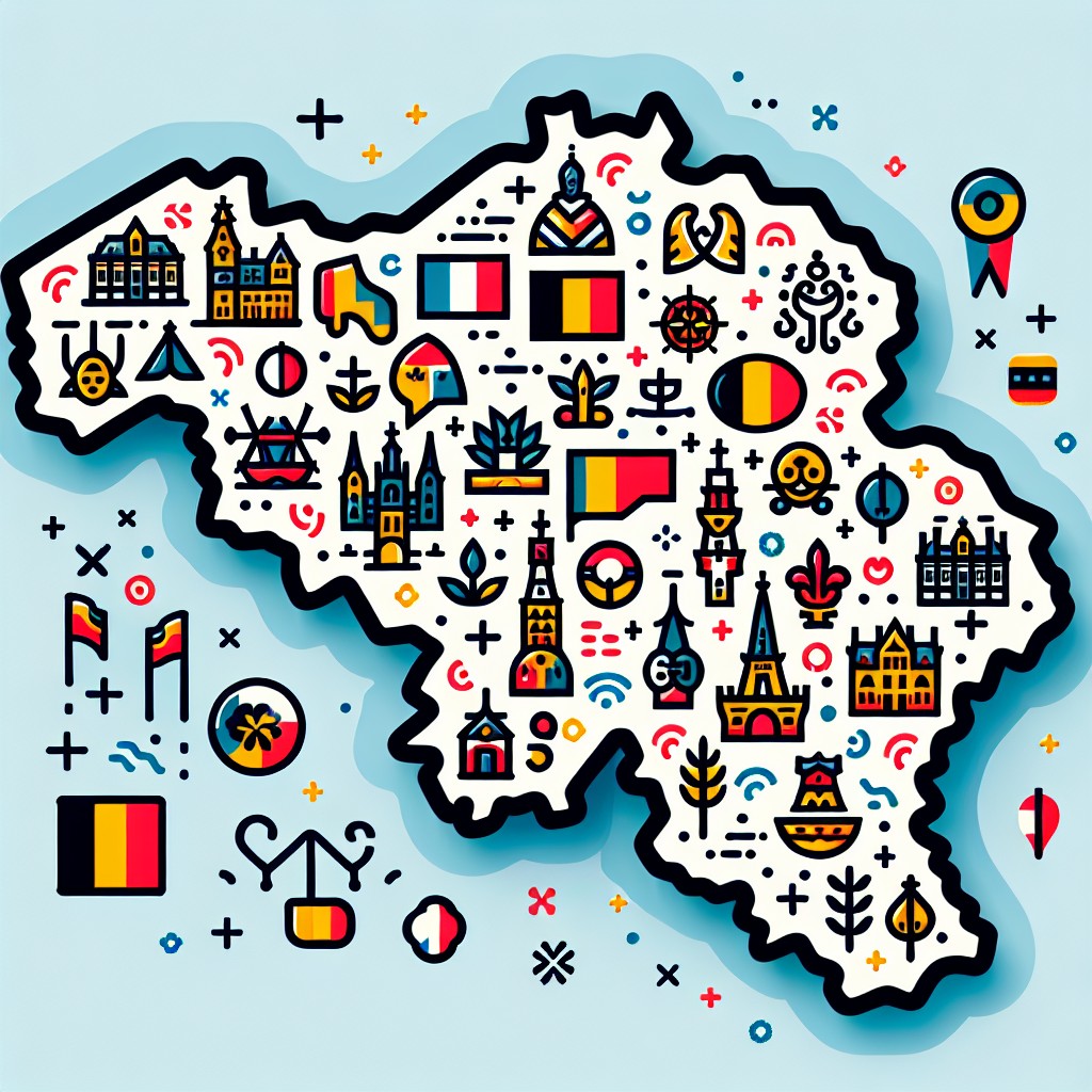 Image de couverture illustrant une carte de la Belgique avec des icônes représentant la diversité linguistique et culturelle.