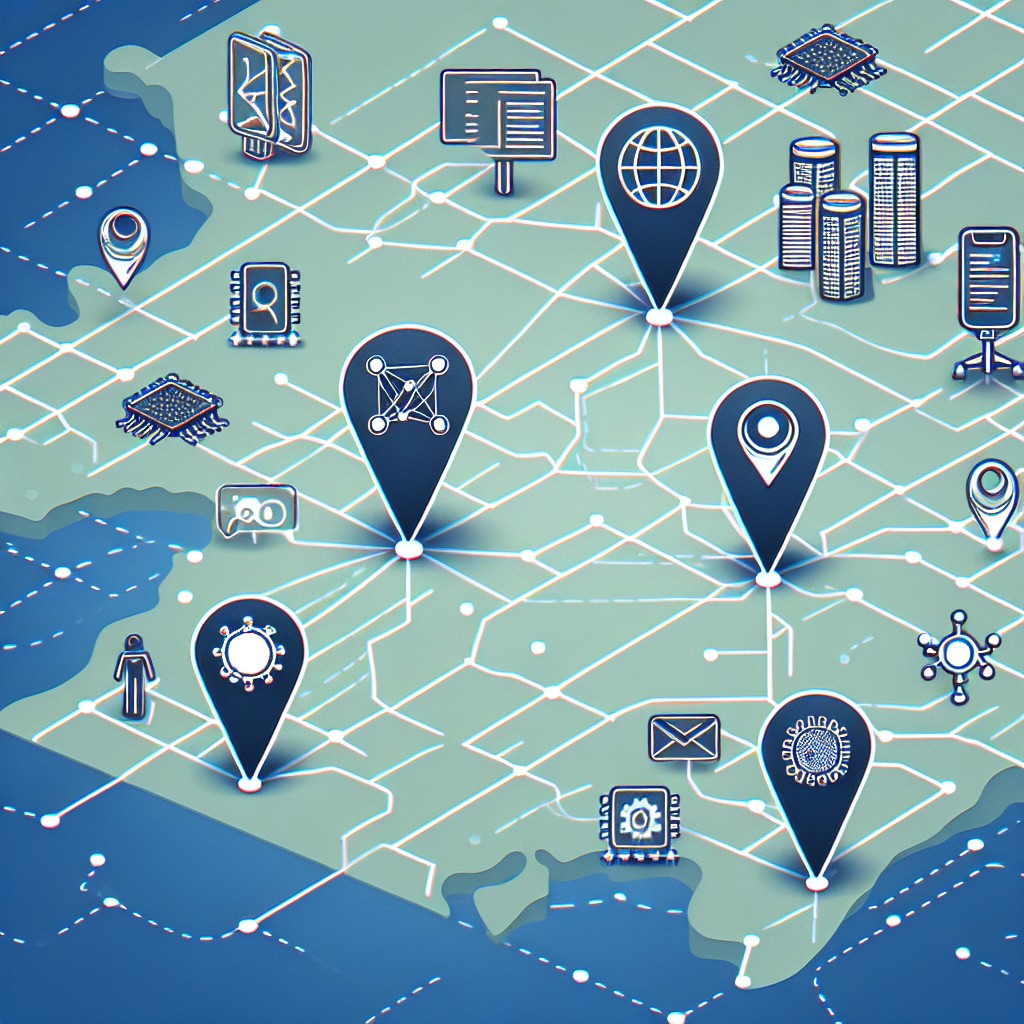 Image de couverture montrant une carte géographique avec des épingles représentant des entreprises locales connectées à des outils d'IA.