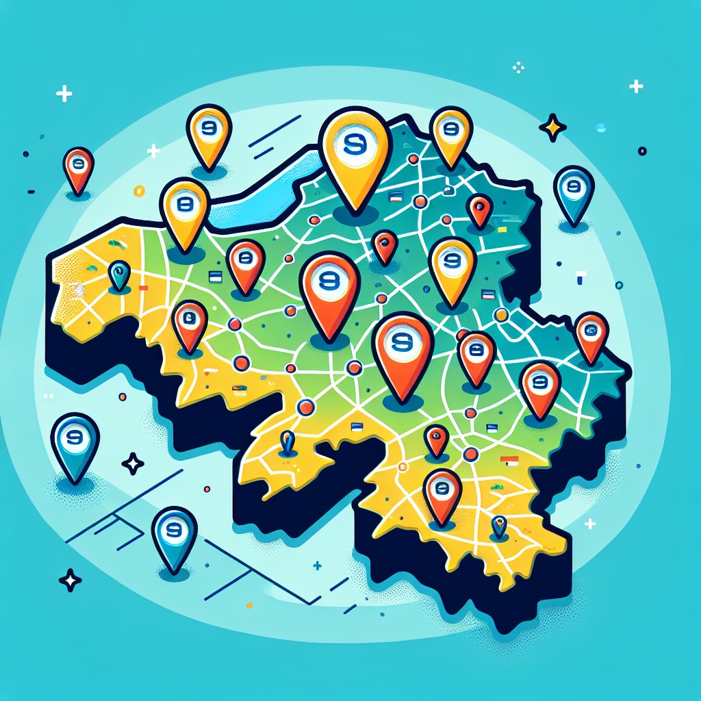 Image de couverture illustrant une carte de la Belgique marquée par des points symbolisant l’optimisation du SEO local