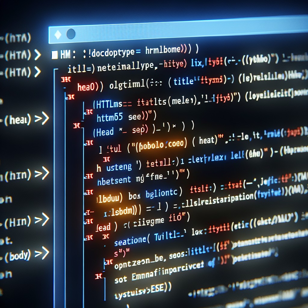 Un écran d'ordinateur affichant du code HTML avec des balises mises en surbrillance, symbolisant l'optimisation pour le SEO.