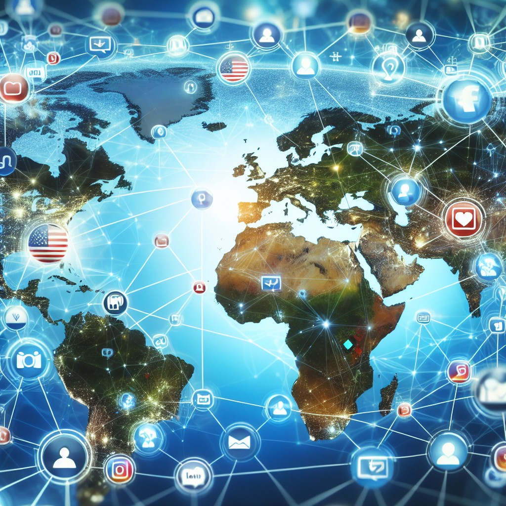 Image de couverture représentant des icônes de réseaux sociaux connectant des petites et moyennes entreprises autour du monde.