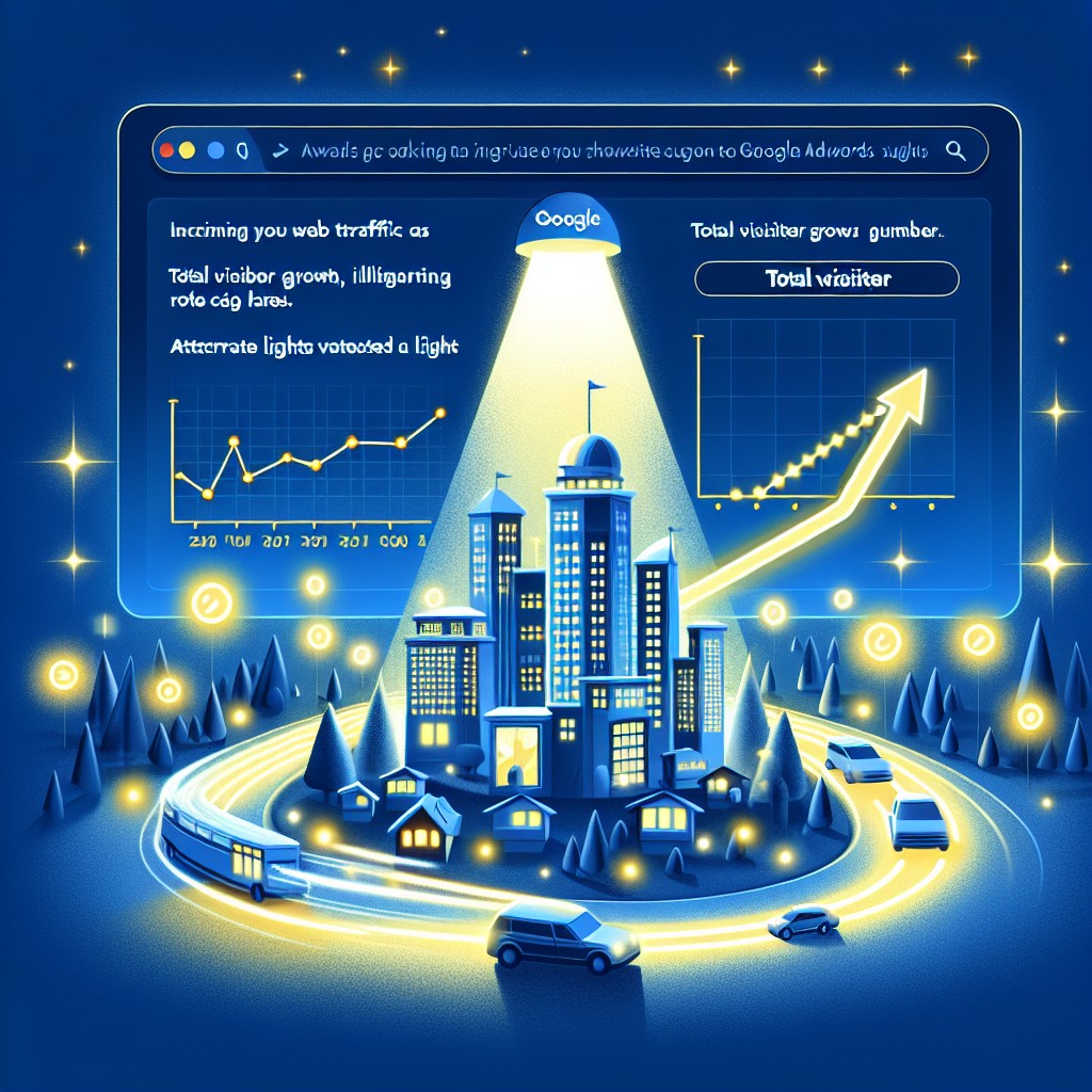 Une illustration montrant l'augmentation du trafic web sur un site grâce à Google AdWords