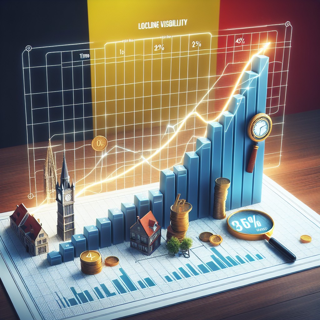 Graphique illustrant l'augmentation de la visibilité en ligne grâce au SEO local pour une entreprise typique en Belgique