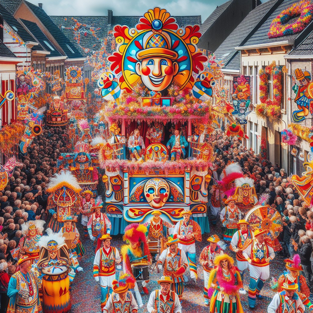 Image de couverture vibrant des Fêtes de Wallonie à La Louvière, montrant une parade colorée avec des chars et des groupes folkloriques défilant dans une ambiance festive.