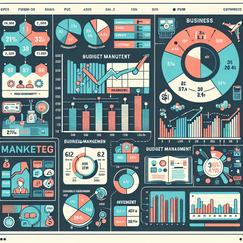 Image illustrative d'un tableau de bord de marketing financier avec des graphiques et des statistiques, représentant la gestion budgétaire pour les PME.