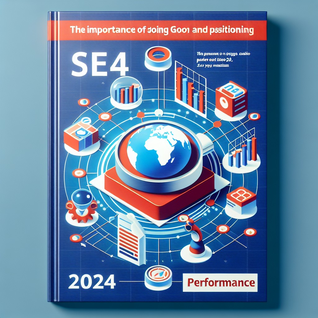 Image de couverture illustrant l'importance du SEO et du positionnement sur Google en 2024, avec des graphiques de performance et des icônes de moteurs de recherche.