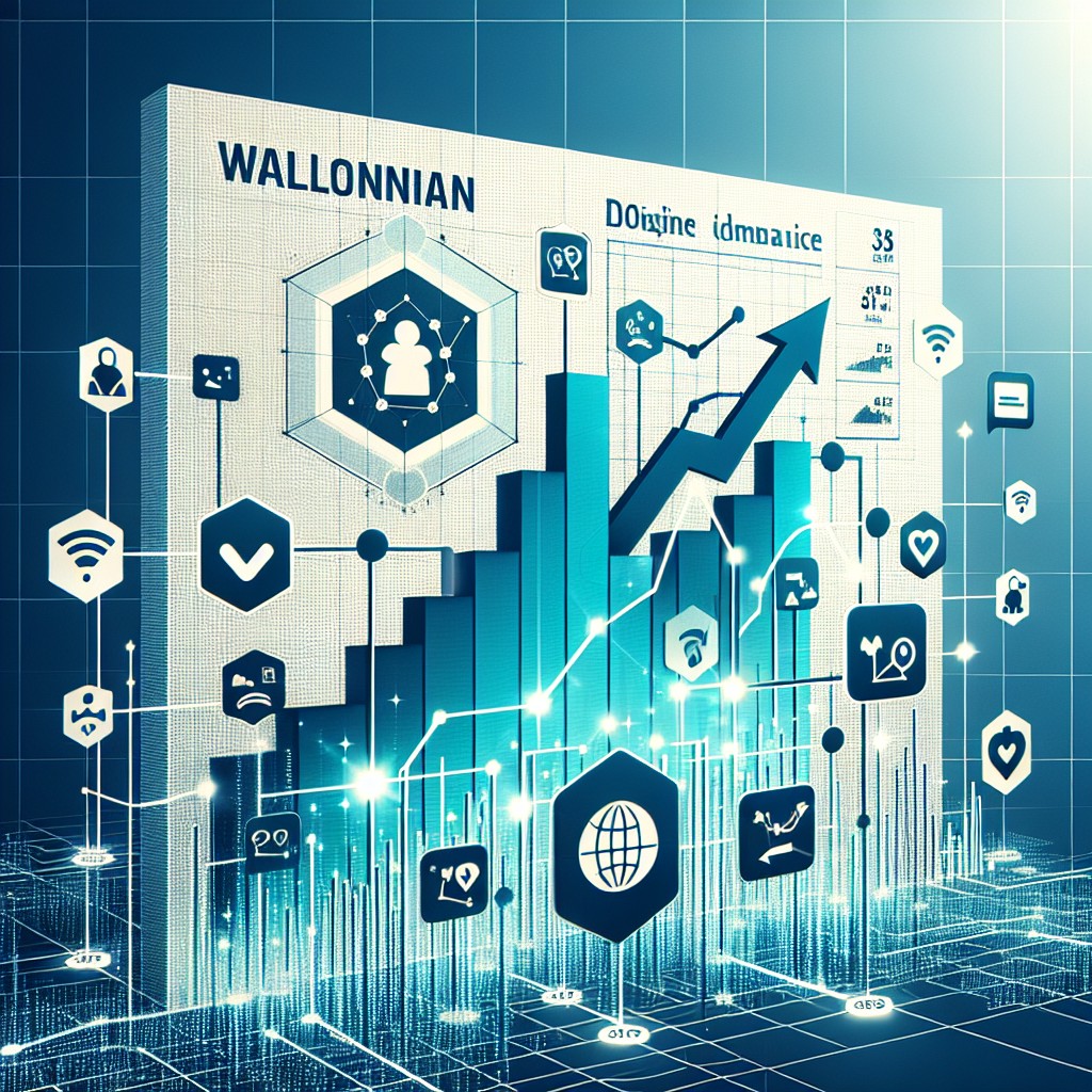 Image de couverture montrant une entreprise wallonne avec une forte présence en ligne, illustrée par des graphiques de croissance et des icônes de réseaux sociaux.