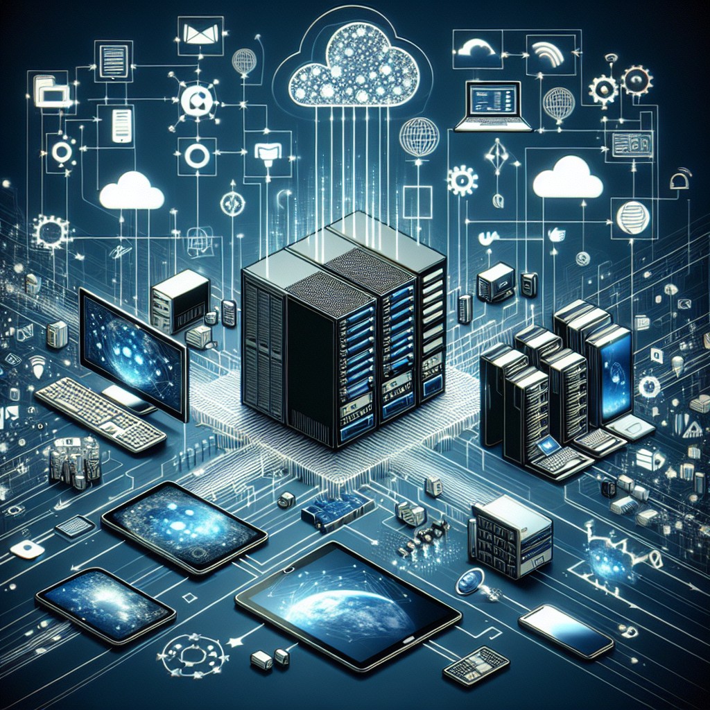 Une illustration démontrant l'interconnexion numérique entre différentes plateformes et technologies pour représenter une stratégie digitale complète.