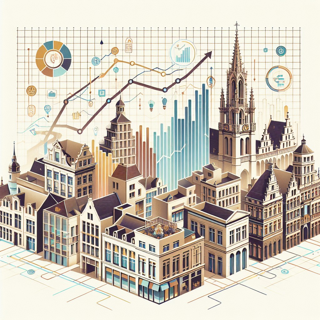 Une image de couverture représentant la digitalisation des entreprises belges avec des éléments comme des graphiques de croissance et des outils numériques.