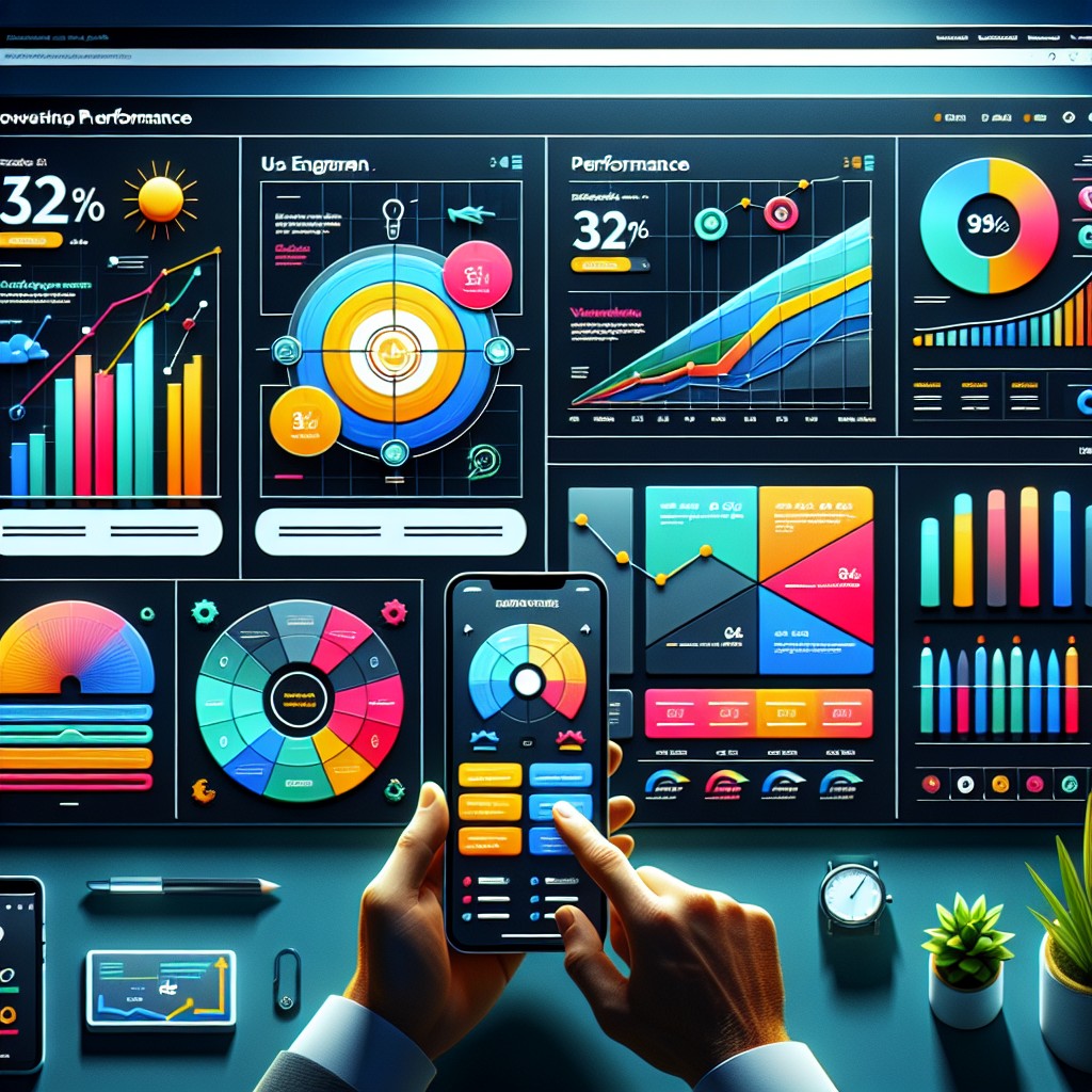 Vue d'ensemble d'une interface de site web moderne et réactive, illustrant la performance et l'engagement.