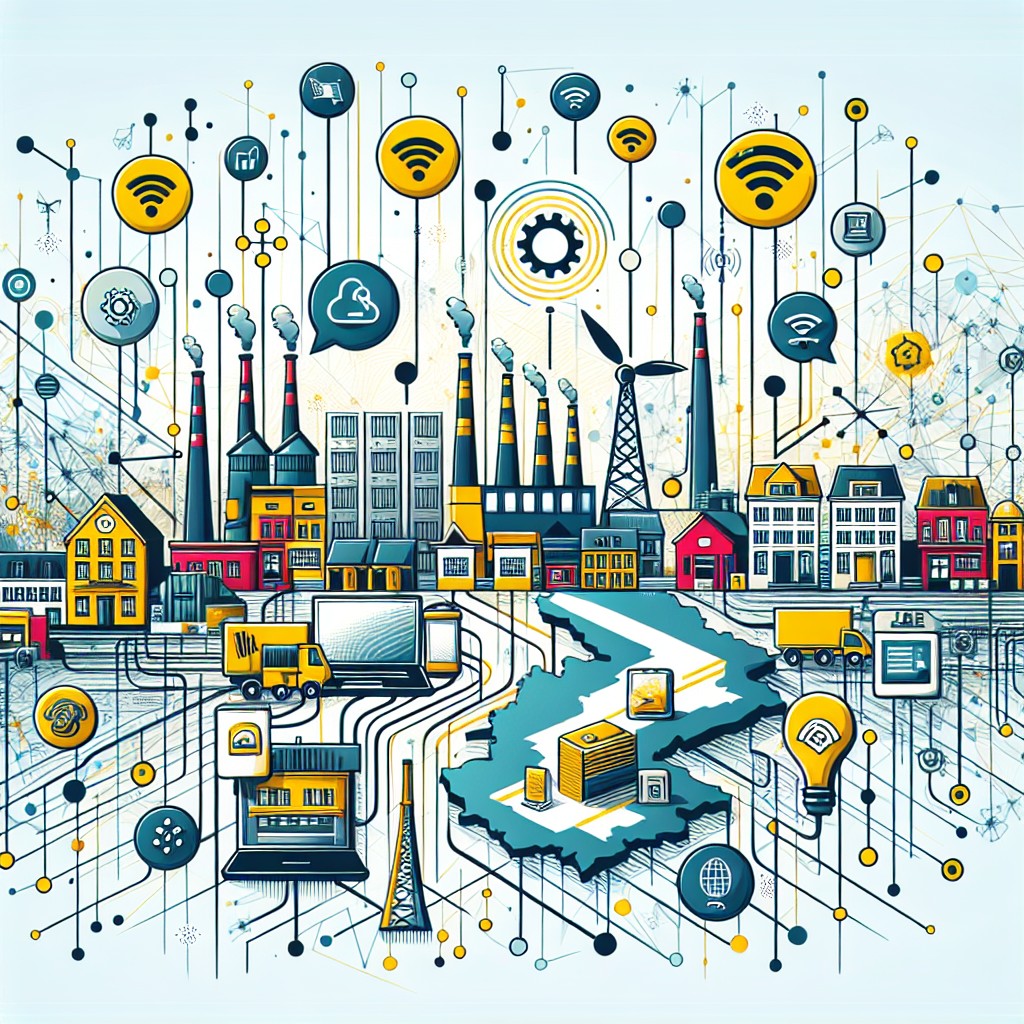 Couverture représentant la digitalisation des entreprises wallonnes avec des icônes de technologies modernes et connectées