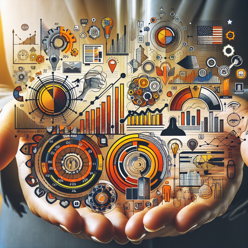 Un graphique moderne illustrant des tendances émergentes en marketing digital en Belgique avec des éléments de personnalisation et d'innovation.
