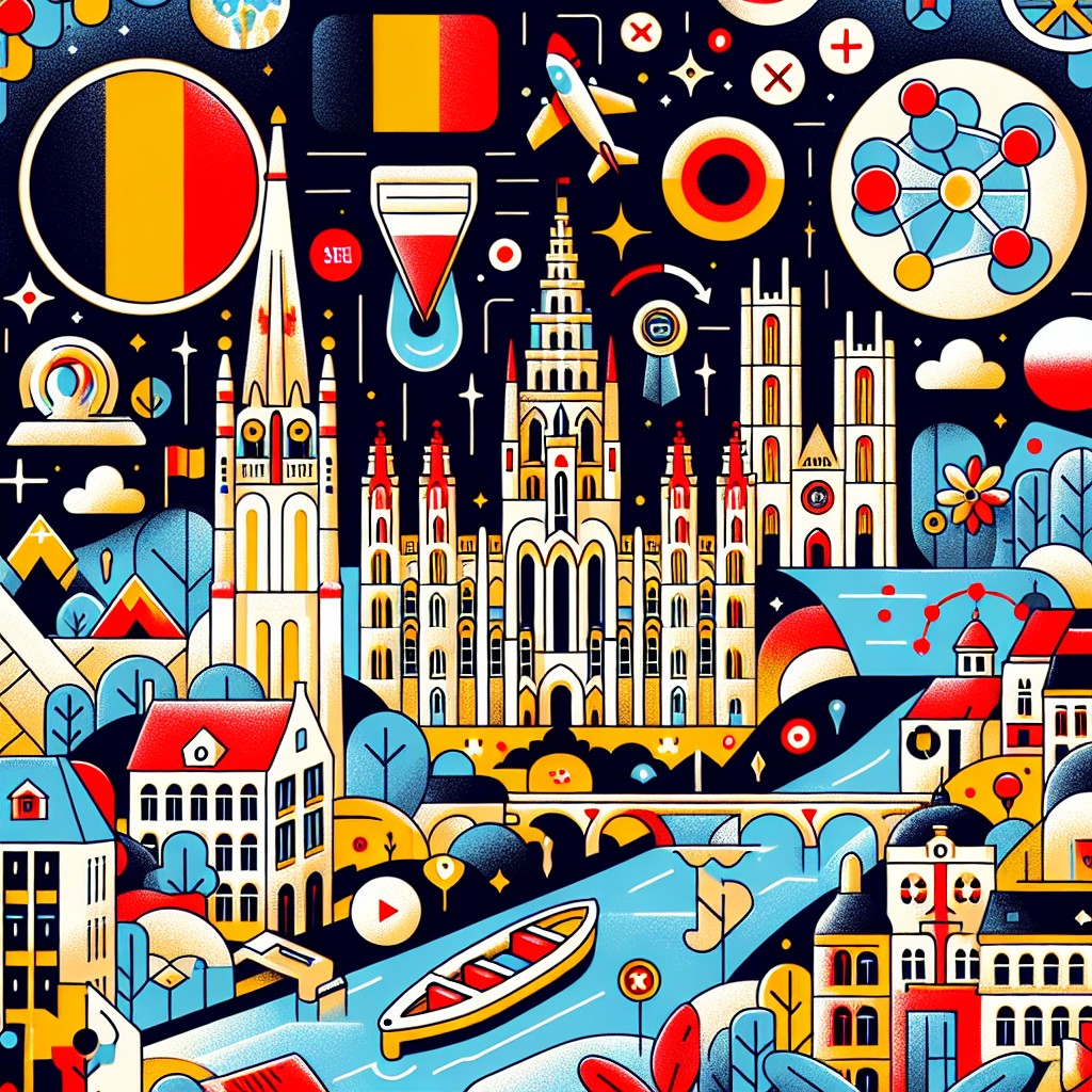 Couverture illustrant l'importance du SEO sur le marché digital belge, intégrant des éléments de la Flandre, la Wallonie et Bruxelles-Capitale.