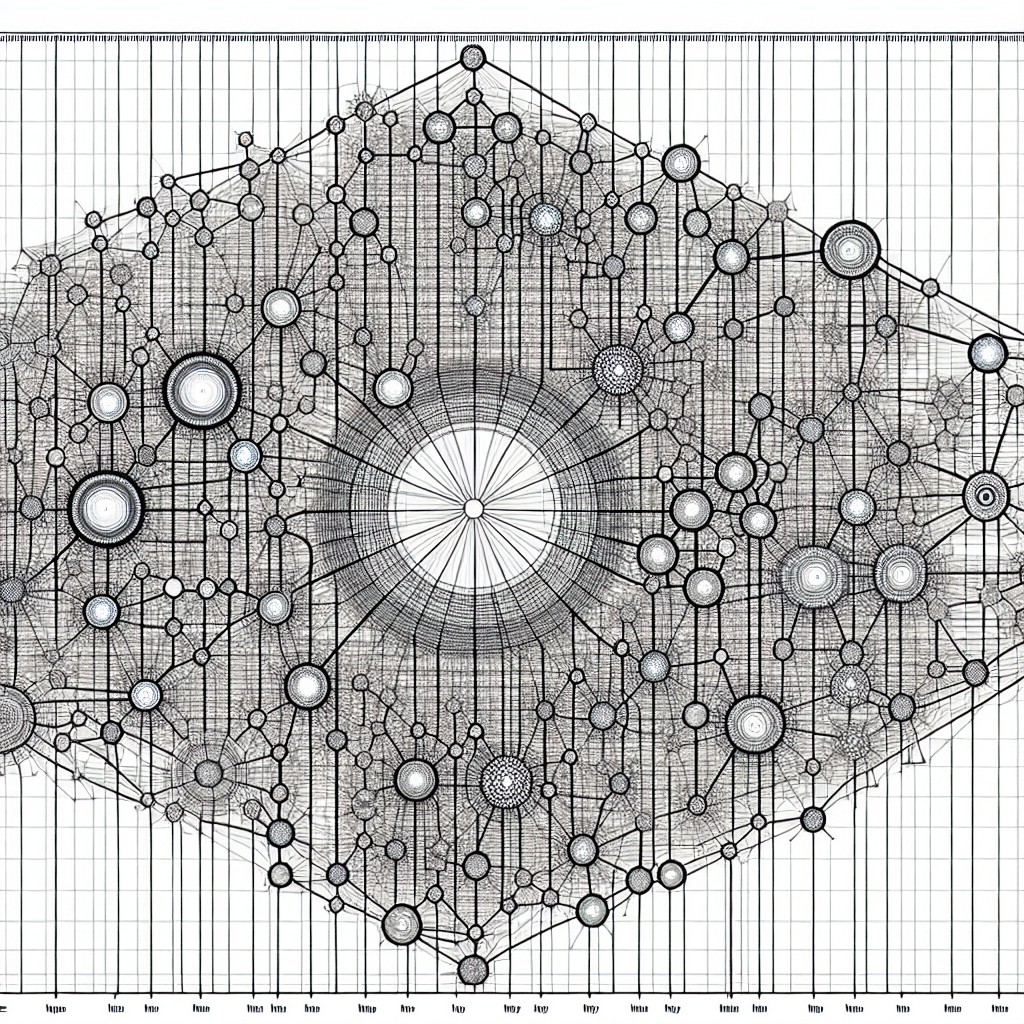 Un graphe représentant la structure du web avec des liens interconnectés, symbolisant le réseau complexe de liaisons qui influencent le SEO.