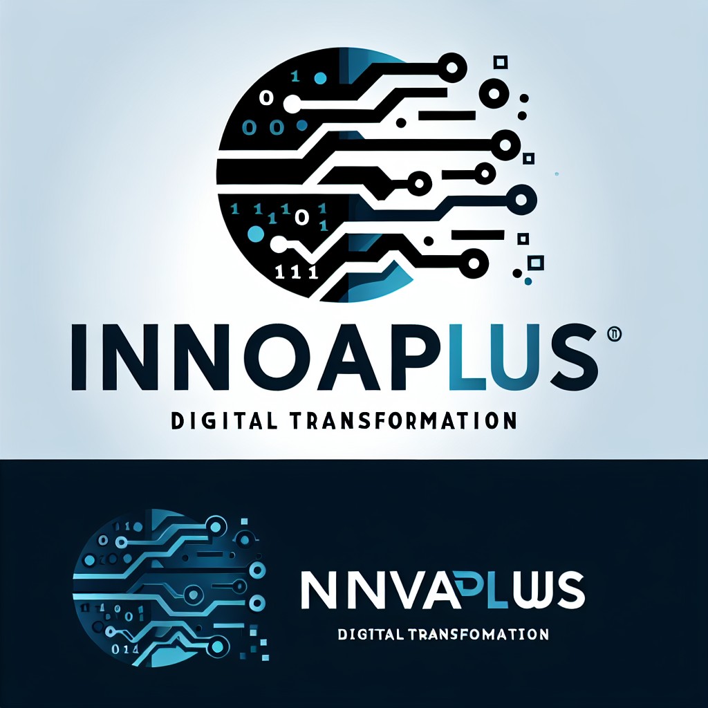 Logo Innovaplus avec des éléments numériques symbolisant la transformation digitale.