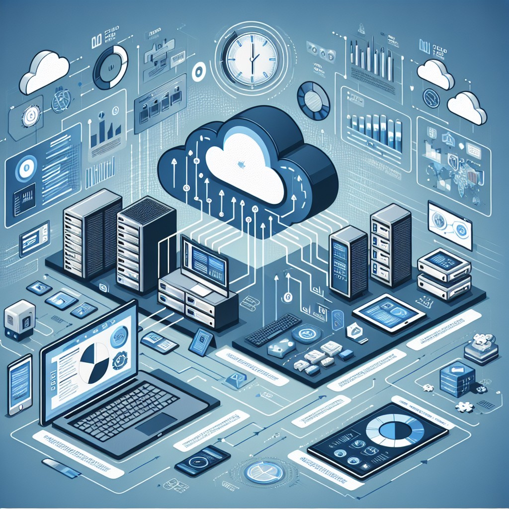 Une infographie illustrant la transformation digitale des entreprises avec des éléments numériques modernes.