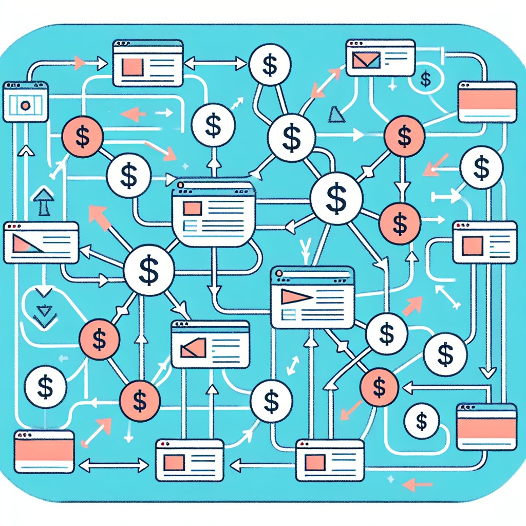 Illustration d'un réseau de sites web interconnectés par des backlinks payants.