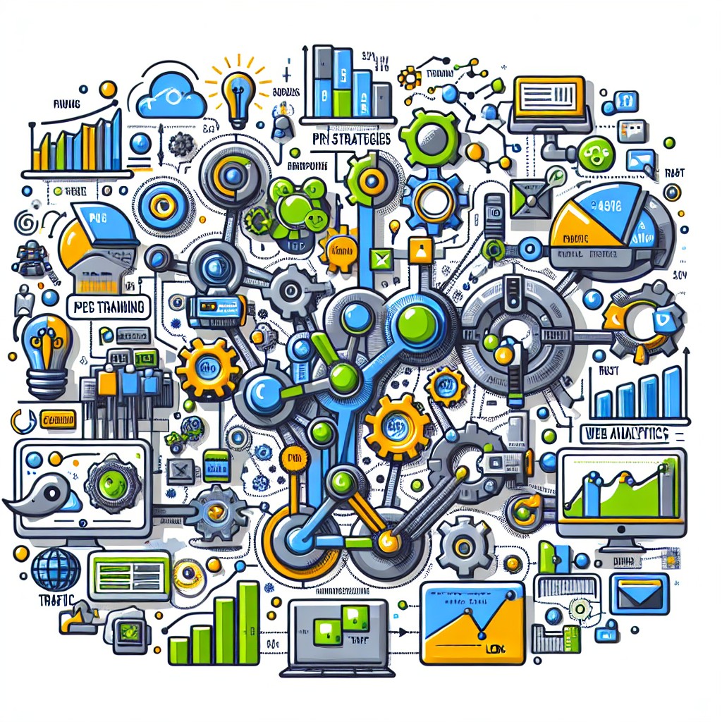 Illustration de la relation entre le Machine Learning et le marketing pour les PME, incluant des graphiques et des icônes technologiques.