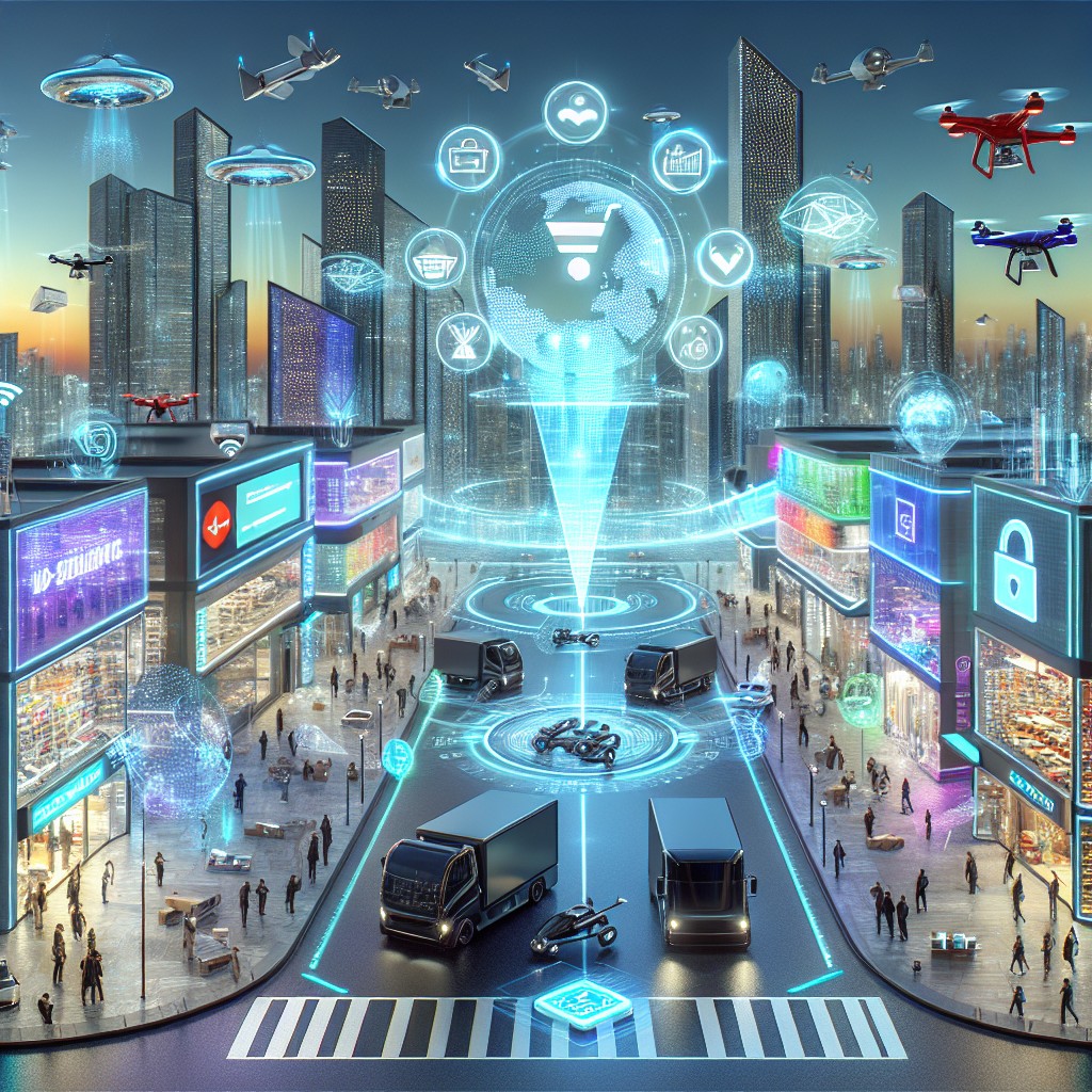 Image de couverture présentant les innovations technologiques dans le e-commerce en 2024, symbolisant modernité et futurisme.